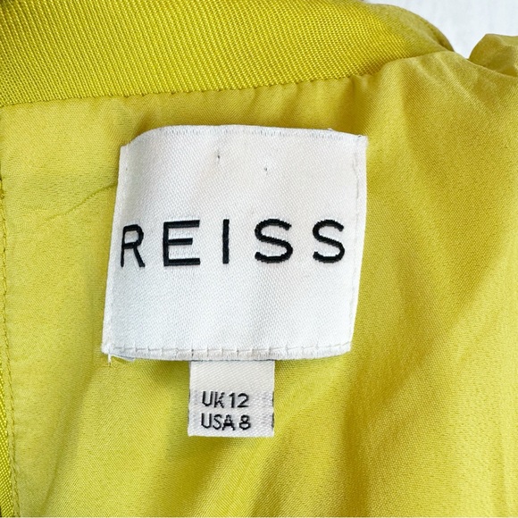 REISS Plunge Neck Yellow Dress Size 8 - Picture 5 of 5